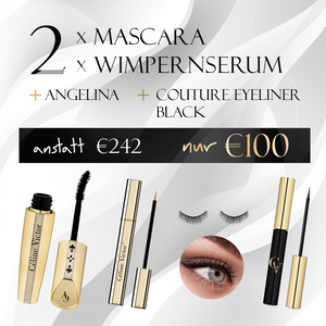 Mascara 2x + sérum de cils 2x + Angelina + Couture Eyeliner noir